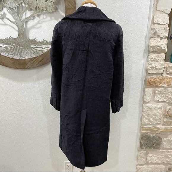 Piacenza 1733 Baby Llama Cashmere Long Button Front Coat Jacket Black - Picture 4 of 6